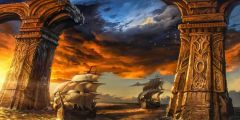 Pillar Sunset Stage Performance Background Dance Show Backdrop SRB-1065