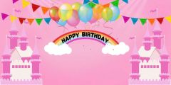 Pink Balloon House Cloud Stage Performance Background Dance Show Backdrop SRB-1171