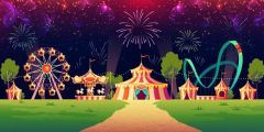 Circus Entertainment Tree Road Stage Performance Background Dance Show Backdrop SRB-1309
