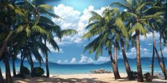 Sky Beach Coconut Tree Stage Performance Background Dance Show Backdrop SRC-0001