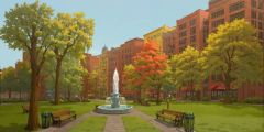 City Park Fountain Stage Performance Background Dance Show Backdrop SRC-0007