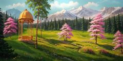Grassland Forests Mountains Stage Performance Background Dance Show Backdrop SRC-0015