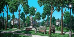 Park Street Landscape Stage Performance Background Dance Show Backdrop SRC-0020