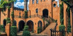 Old Castle Courtyard Stage Performance Background Dance Show Backdrop SRC-0026
