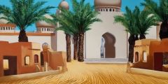 Desert Arabic Architecture Stage Performance Background Dance Show Backdrop SRC-0031