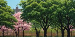 Park Blue Sky Green Trees Stage Performance Background Dance Show Backdrop SRC-0046