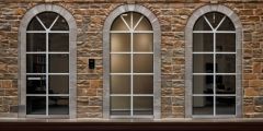Stone Brick Wall Glass Doors Stage Performance Background Dance Show Backdrop SRC-0054