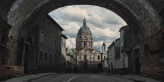 Dome Shaped Church Stone Road Stage Performance Background Dance Show Backdrop SRC-0065