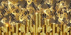 Golden Dollar Symbols Stage Performance Background Dance Show Backdrop SRC-0071