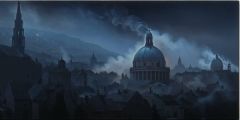 Medieval City Shrouded In Smoke Stage Performance Background Dance Show Backdrop SRC-0079