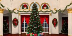 Nutcracker Mansion Christmas Tree Stage Performance Background Dance Show Backdrop SRC-0080