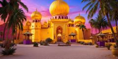Gold Palace Exterior Desert Stage Performance Background Dance Show Backdrop SRC-0093
