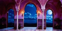 Purple Archways Candles Stage Performance Background Dance Show Backdrop SRC-0096