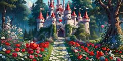 Queen Of Hearts Castle Stage Performance Background Dance Show Backdrop SRC-0103