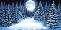 Giant Bright Moon White Pine Stage Performance Background Dance Show Backdrop SRC-0112