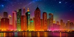 Colorfullights With Buildings Stage Performance Background Dance Show Backdrop SRC-0115