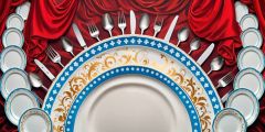 Gorgeous Tableware Stage Performance Background Dance Show Backdrop SRC-0136