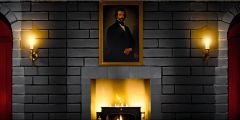 Castle Interior Light Fireplace Stage Performance Background Dance Show Backdrop SRC-0141