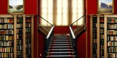 Library Stairs Bookshelves Stage Performance Background Dance Show Backdrop SRC-0148