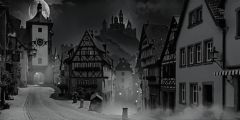 German Town Mountain Night Stage Performance Background Dance Show Backdrop SRC-0154