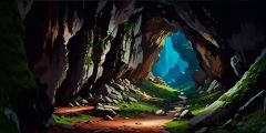 Caves Rocks Moss Stage Performance Background Dance Show Backdrop SRC-0161