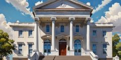 Two Storey Courthouse House Stage Performance Background Dance Show Backdrop SRC-0165