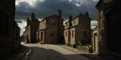 Alleyway Stone Houses Road Stage Performance Background Dance Show Backdrop SRC-0170