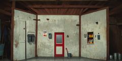 Bucket Shack Interior Door Stage Performance Background Dance Show Backdrop SRC-0173
