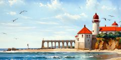 Beach Scene Sea Water Bridge Stage Performance Background Dance Show Backdrop SRC-0181