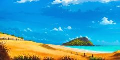 Beach Grass Sand Stage Performance Background Dance Show Backdrop SRC-0182