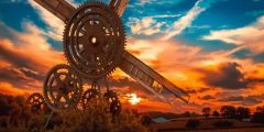 Mysterious Gear Windmill Stage Performance Background Dance Show Backdrop SRC-0185