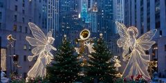 Plaza Fairy Satues Trees Stage Performance Background Dance Show Backdrop SRC-0207