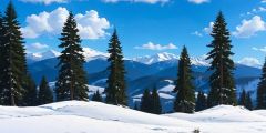 Snowy Field Pine Trees Stage Performance Background Dance Show Backdrop SRC-0223