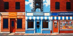 City Street Stores Tower Stage Performance Background Dance Show Backdrop SRC-0233