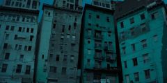 Leaning Strange Buildings Stage Performance Background Dance Show Backdrop SRC-0243