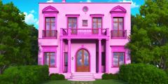 Forest Pink House Trees Stage Performance Background Dance Show Backdrop SRC-0268