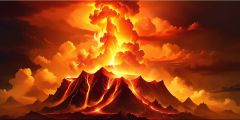 Volcano Island Stage Performance Background Dance Show Backdrop SRC-0304