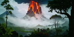 Forest Volcano Island Stage Performance Background Dance Show Backdrop SRC-0305