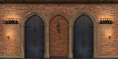 Castle Hallway Candles Doors Stage Performance Background Dance Show Backdrop SRC-0313
