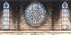 Cathedral Brick Wall Windows Stage Performance Background Dance Show Backdrop SRC-0315
