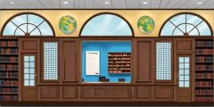 Faculty Lounge Bookshelves Noticeboard Stage Performance Background Dance Show Backdrop SRC-0322