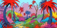 Trees Colorful Bushes Stage Performance Background Dance Show Backdrop SRC-0325