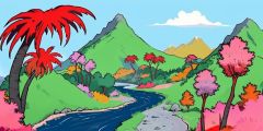 Mountains Trees River Peak Stage Performance Background Dance Show Backdrop SRC-0326