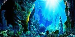Retro Underwater Ruins Statues Stage Performance Background Dance Show Backdrop SRC-0346