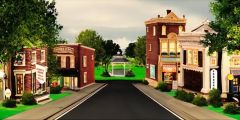Small Town Street Store Park Stage Performance Background Dance Show Backdrop SRC-0363