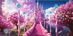 Candy Stick Tree Cloud Stage Performance Background Dance Show Backdrop SRC-0364