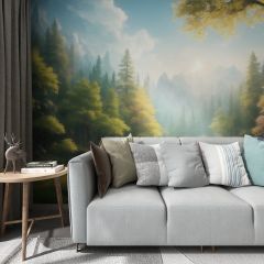 Nature Forest Fabric Wallcovering Seamless Wallpaper Wall Decoration WCV-0134