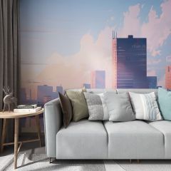 Cityscape Dawn Fabric Wallcovering Seamless Wallpaper Wall Decoration WCV-0144