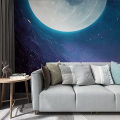 Full Moon Lake Fabric Wallcovering Seamless Wallpaper Wall Decoration WCV-0148