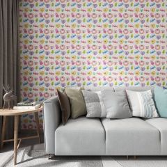 Smiling Donuts Fabric Wallcovering Seamless Wallpaper Wall Decoration WCV-0231